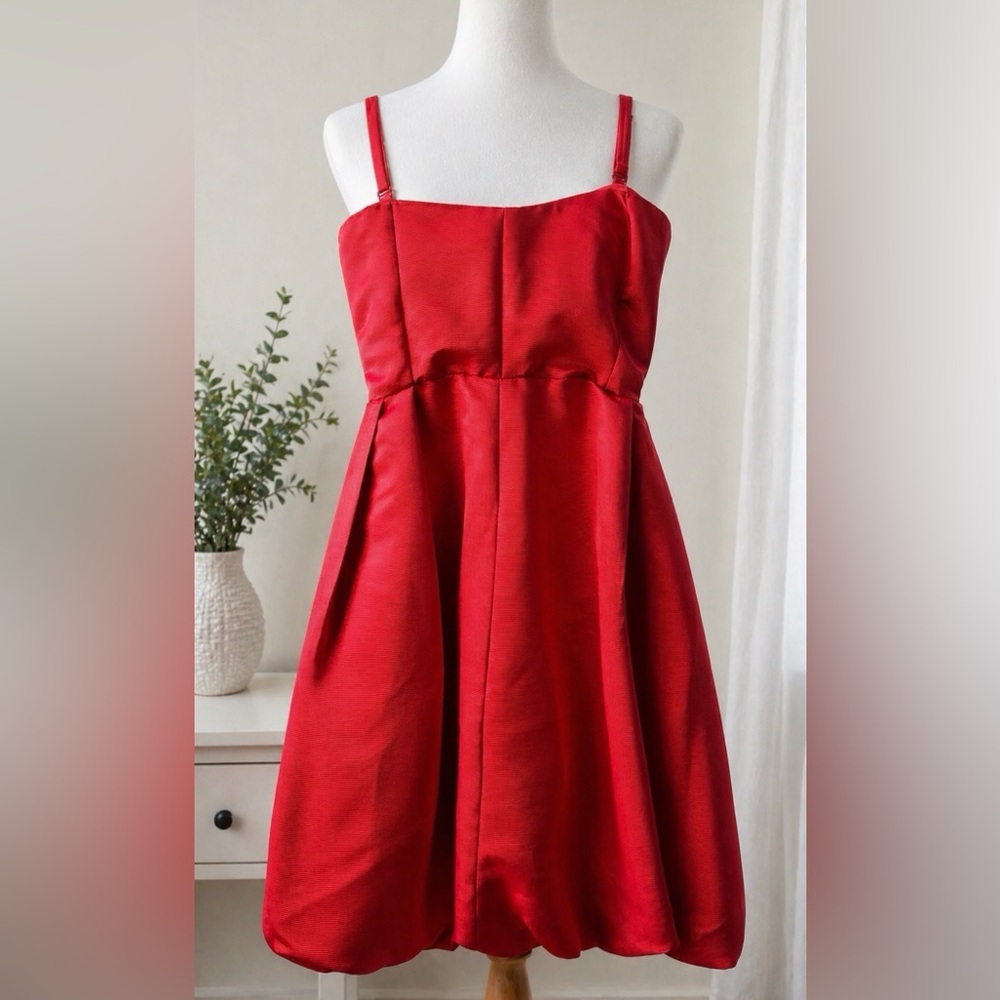 Express Red Fit & Flare bucket Dress Size 6 Spaghetti Strap Party Cocktail Mini